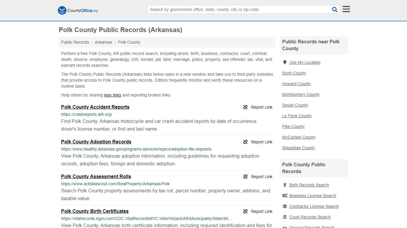 Public Records - Polk County, AR (Business, Criminal, GIS ...